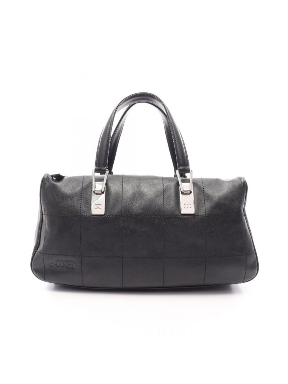 Chanel Choco Bar Black Lambskin Boston Bag